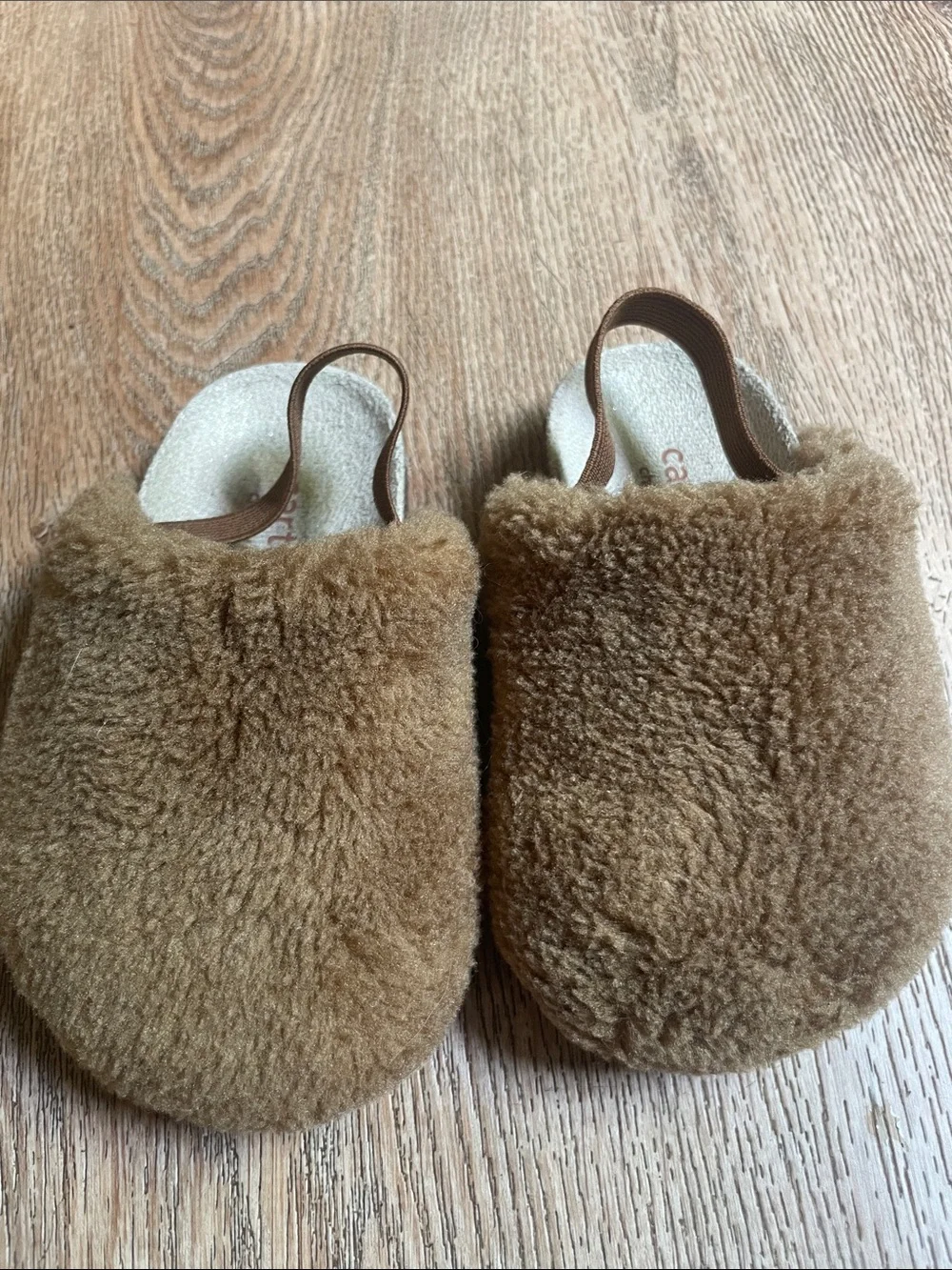 Carters Slipper Faux Shearling Elastic Strap 6-12M Cozy Footwear